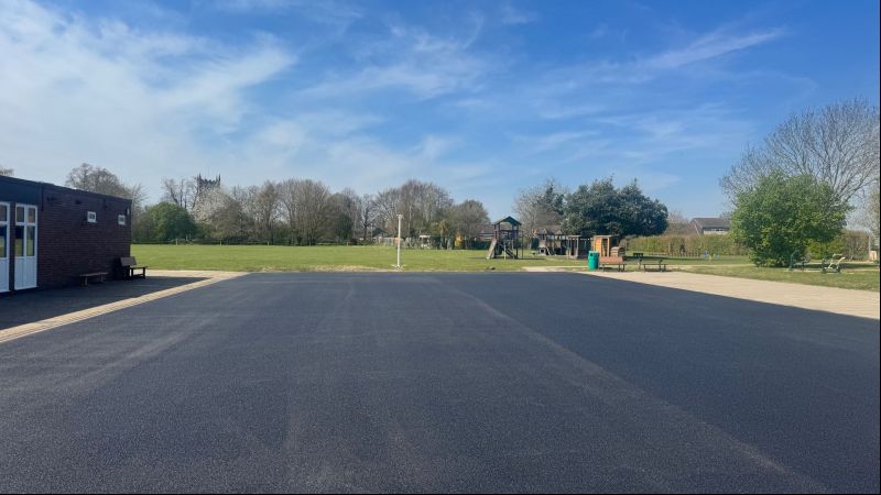 Bottisham primary school playground  Re-surfaced tarmac finish 